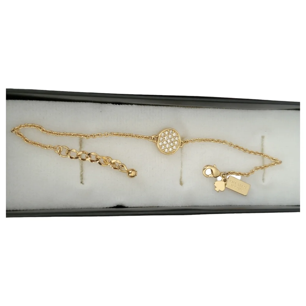kate spade gold tone crystal disc chain bracelet - Picture 5 of 11